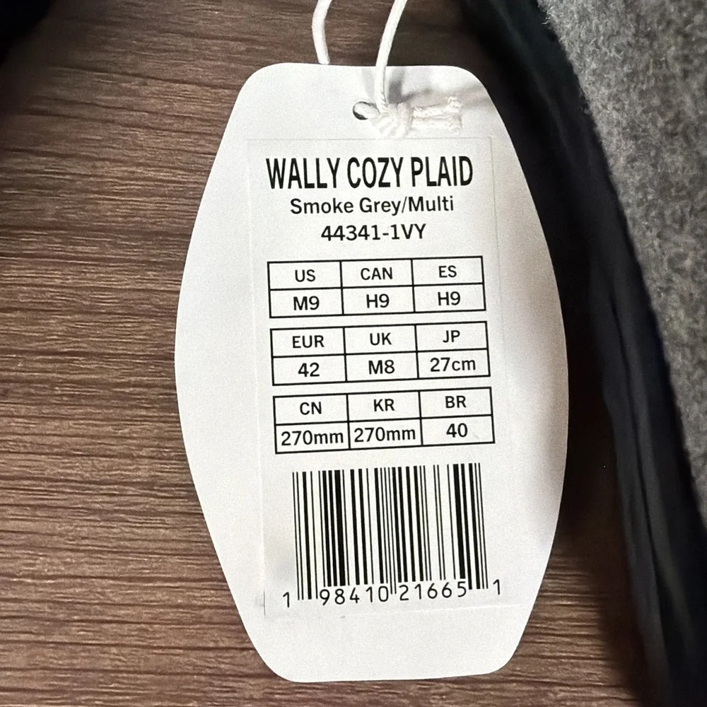 Hey Dude‎ Wally Cozy Plaid Shoes Smoke Grey Size Men's 9 44341-1VY
